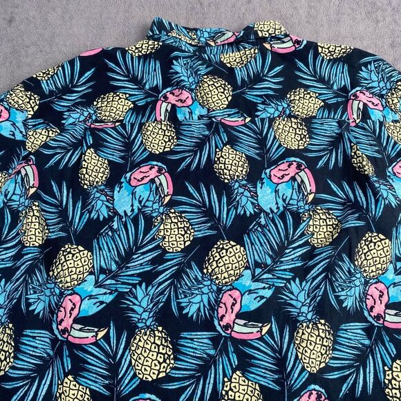 Foundry Supply Co Young Mens Size 3XLT Button Down Short Sleeve Parrot Pineapple - Picture 8 of 10